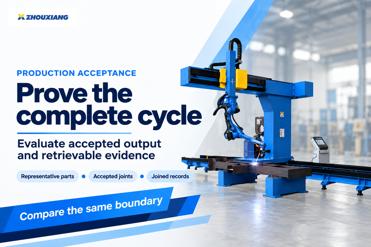 Accept a welding robot system on complete-cycle and traceability evidence