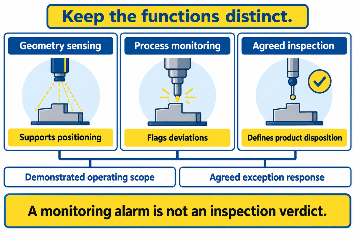 Geometry sensing, process monitoring and inspection have different responsibilities