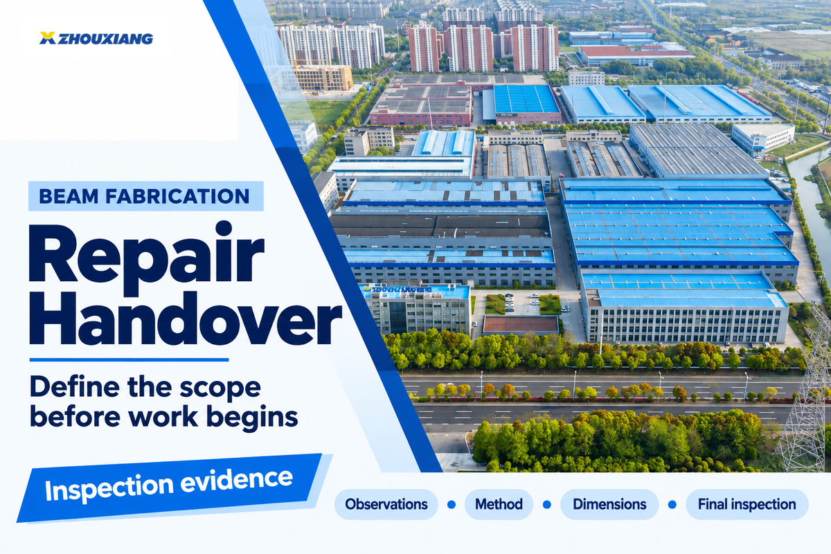 The real Zhouxiang factory supports the buyer handover context; four explicitly printed evidence deliverables distinguish a repair labor quote from a governed handover.